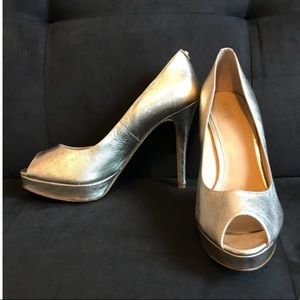 Michael Kors Erika Gold Peep Toe Pump
